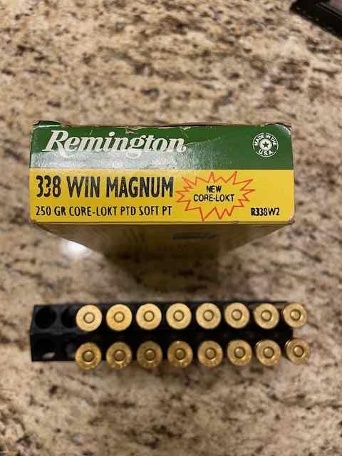 338 Win Magnum - Open box - 16 cartridges remain 