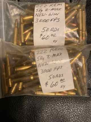 Winchester.222 Rem Z-max  50gr.,50 rds,New, $40.00