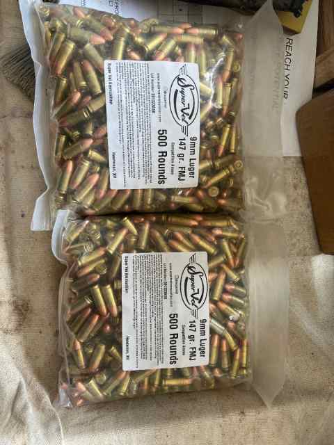 1000 rds 147 gr FMJ 9mm Super Vel Competition