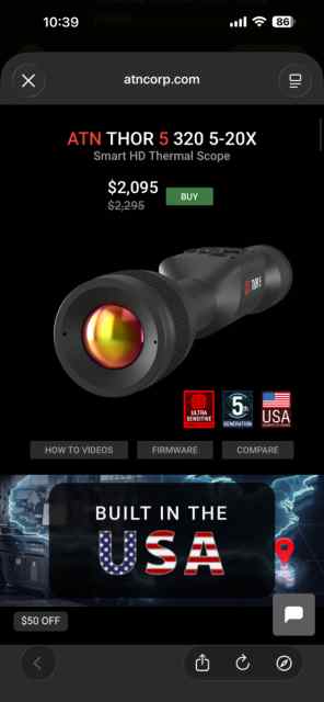 ATN Thor 5 320 5-20x Thermal Scope
