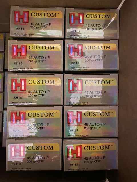 200 Rounds Hornady Custom XTP 200gr+P JHP 45ACP